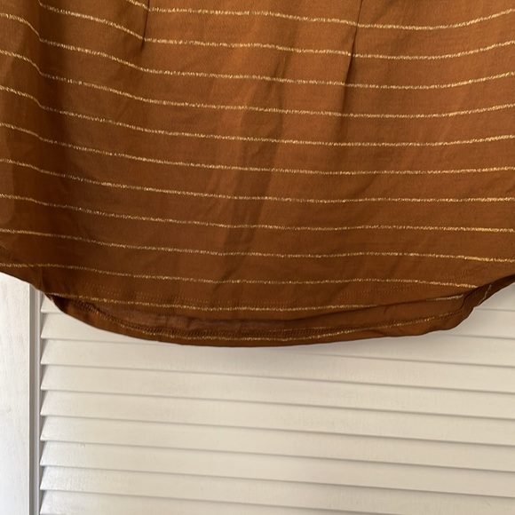 Plus 14W ruffles accent gold threads cognac knit top like New condition - Picture 5 of 9
